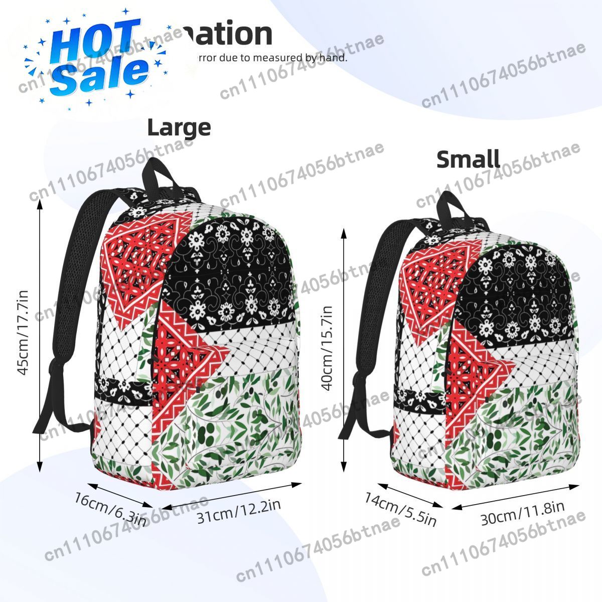 올리브 패턴이 있는 팔레스타인 국기 케피예 배낭 스포츠 - Canvas Backpack Casual 리뷰 및 가격