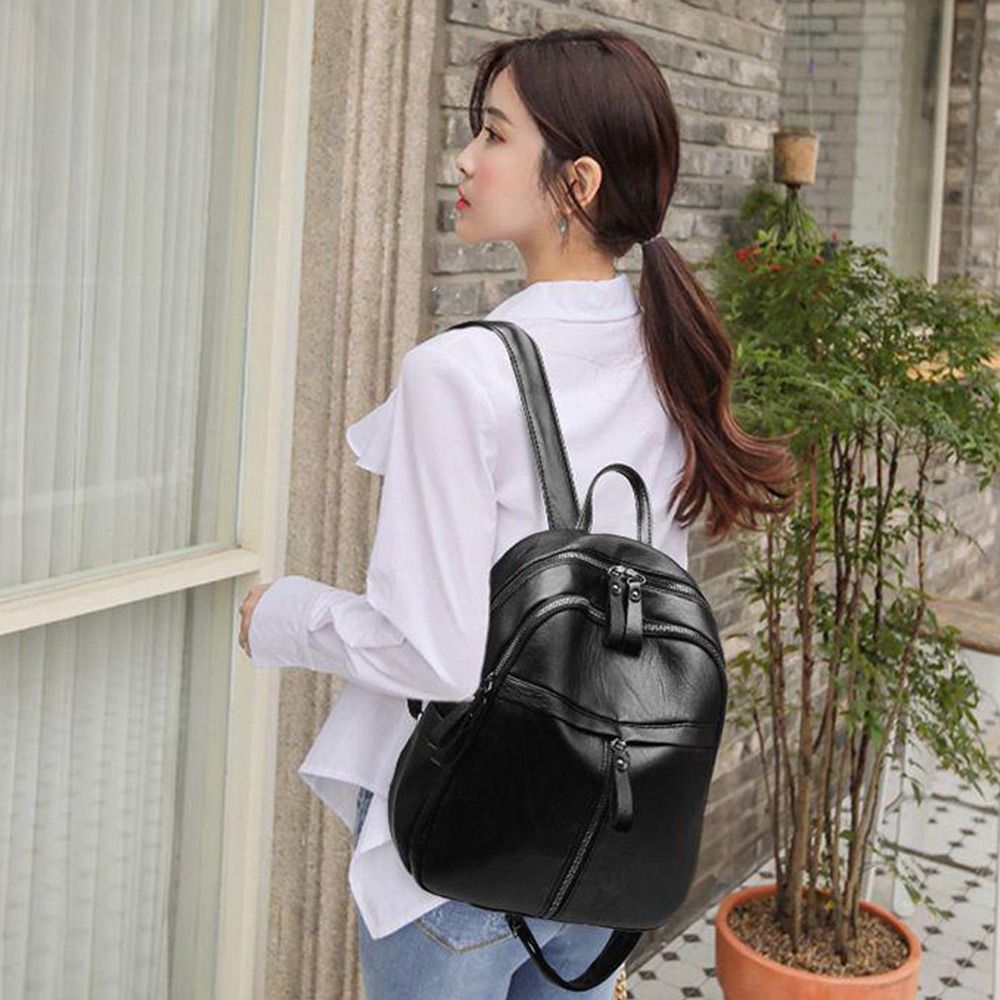 심플한 PU 가죽 여성용 백팩, 블랙, 대용량, 어깨에 - Fashion Backpack Women 리뷰 및 가격