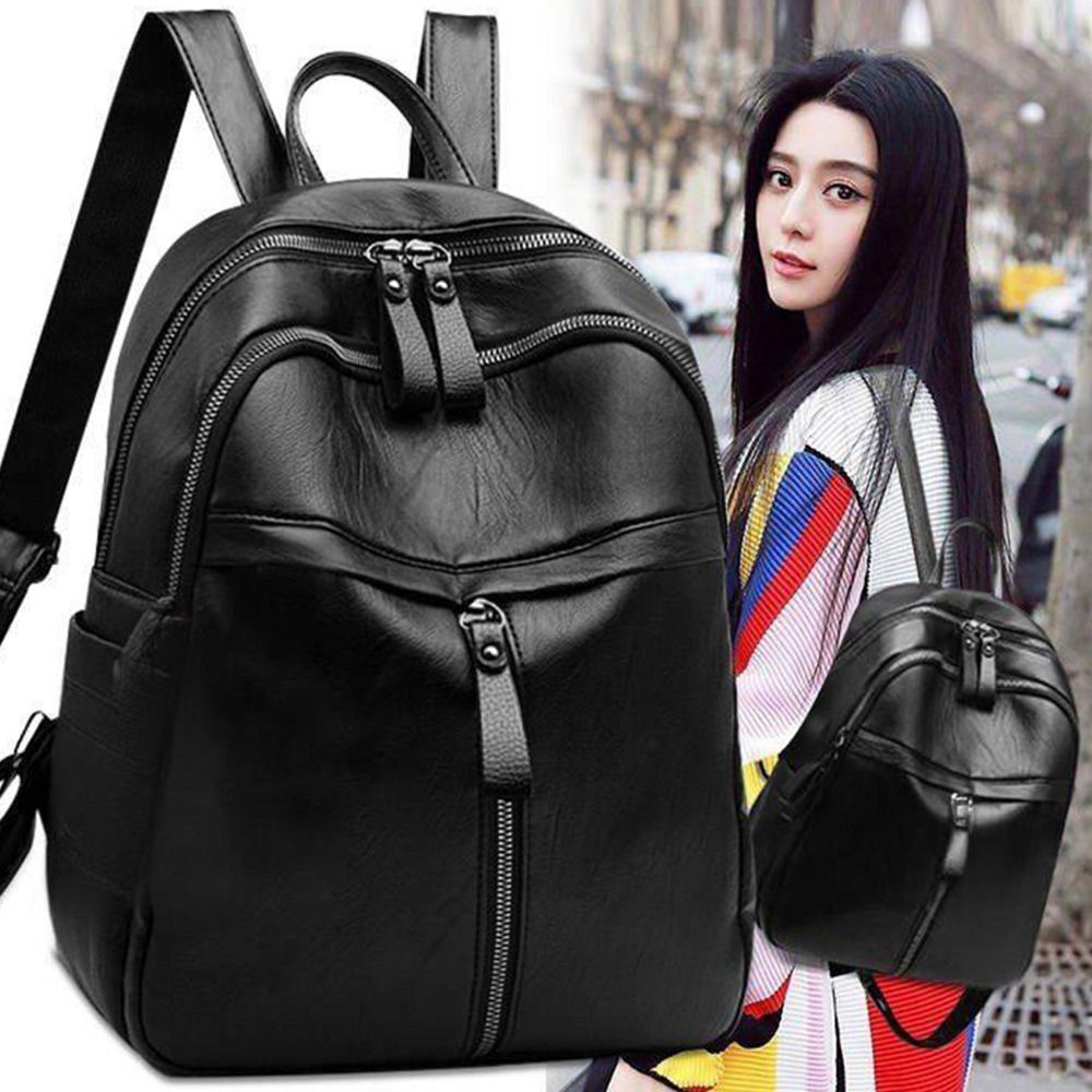 심플한 PU 가죽 여성용 백팩, 블랙, 대용량, 어깨에 - Fashion Backpack Women 리뷰 및 가격