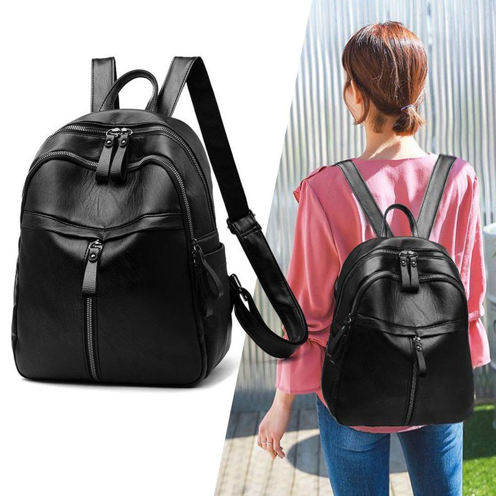 심플한 PU 가죽 여성용 백팩, 블랙, 대용량, 어깨에 - Fashion Backpack Women 리뷰 및 가격
